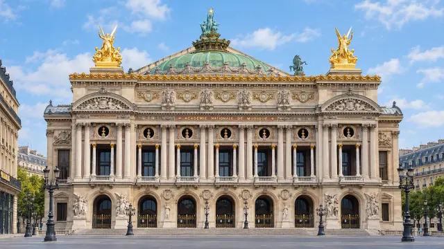 The main facade of the Palais Garnier in Paris, beneath which its architect built a huge concrete tank