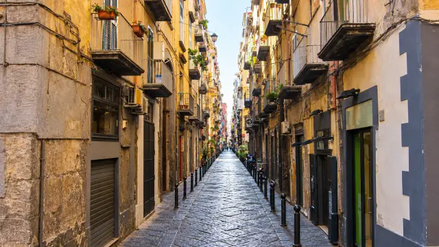 Via dei Tribunali, one of the straight streets of ancient Greek Neapolis, in the historic centre of Naples