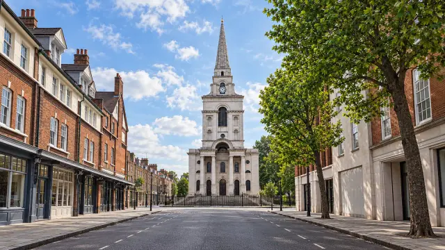 Christ Church Spitalfields among the brick streets of the East End, where the women of Whitechapel lived